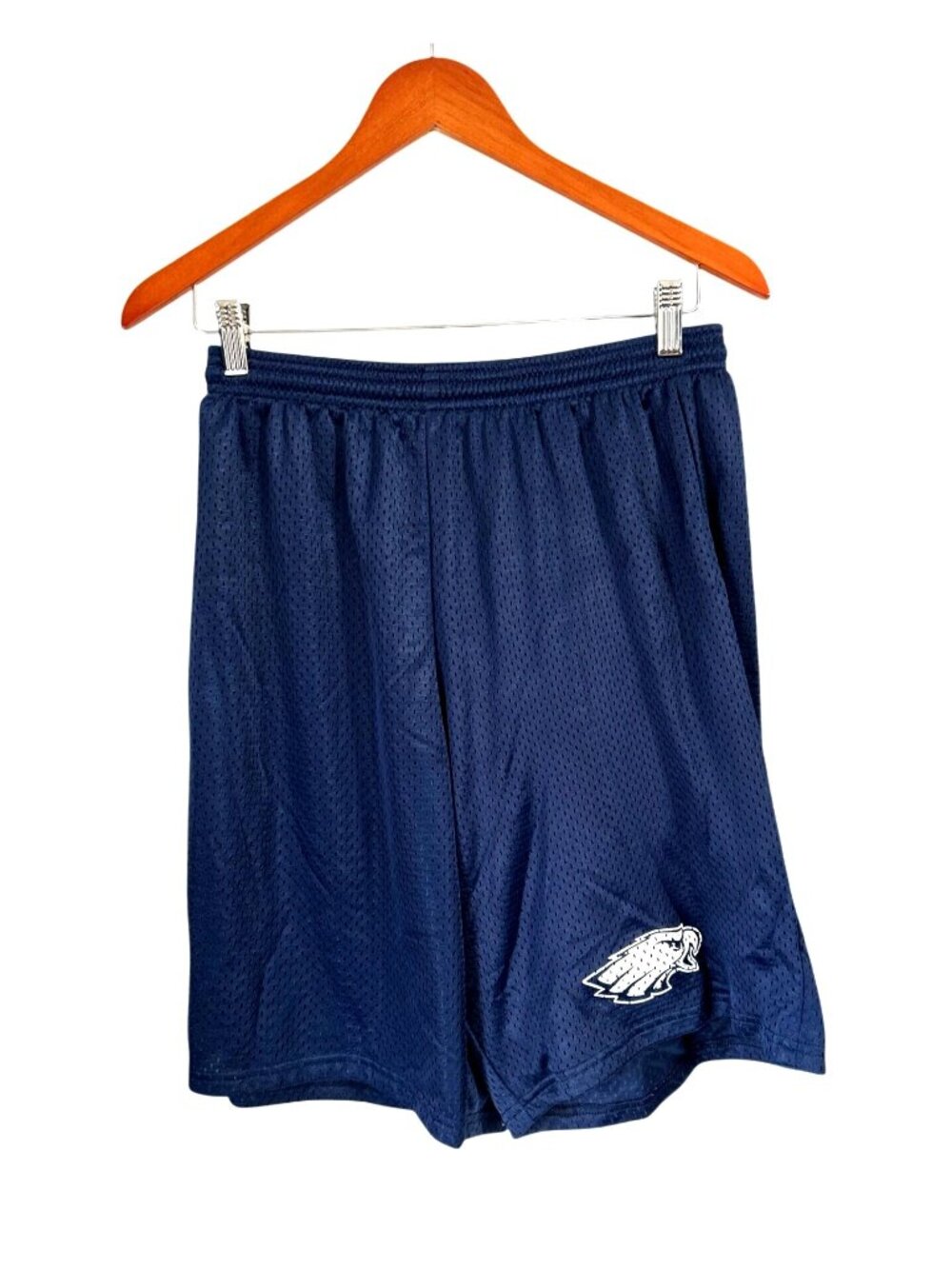 Navy Blue A4 Mens Large Mesh Athletic Shorts With Embroidered Eagle Logo